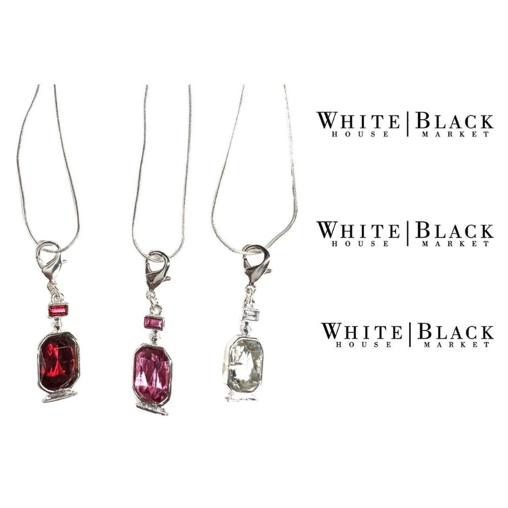 White House Black Market Ruby, Rose, & Clear color Crystal 18" Necklaces